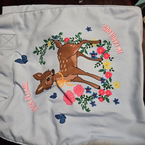 Skinny Dip London Tote Bambi Feline 'B..ch Please... I'm Fabulous' Sassy Fun 15" - Picture 7 of 12